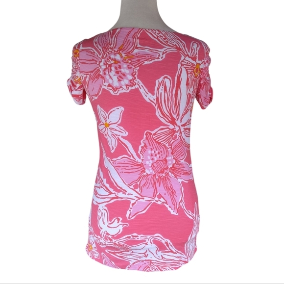 Lilly Pulitzer Boatneck Lana Ruched Sleeve Tee Size Small - Picture 5 of 9
